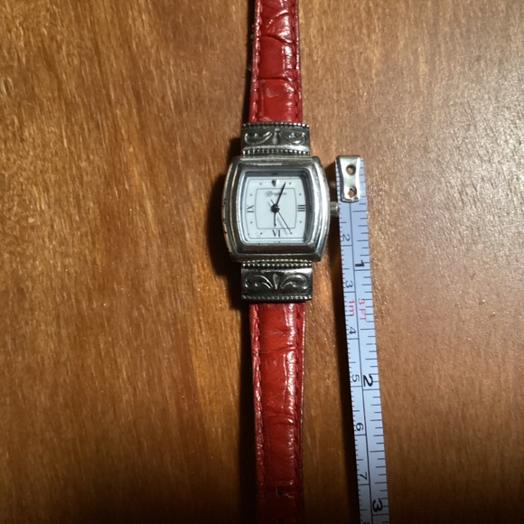 Brighton Waterford Silver-tone Black/Red Rotating Leather Band Watch main image 16